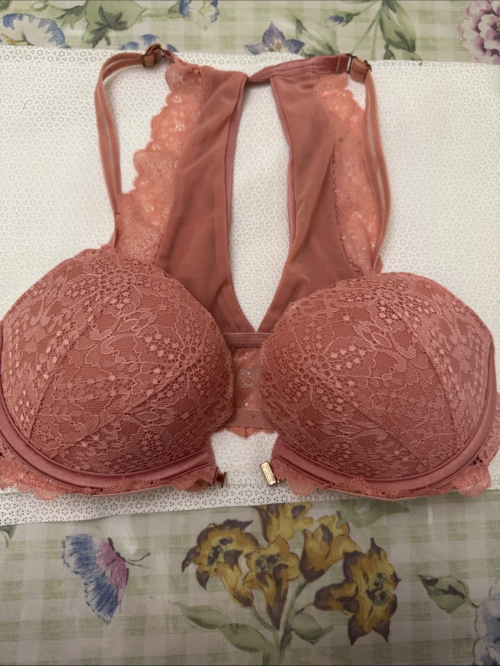 PINK Victoria's Secret Lace Push-Up Bralette in Mauve